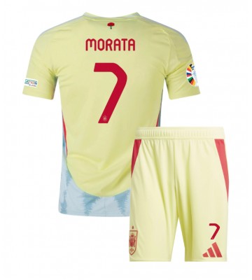 España Alvaro Morata #7 Segunda Equipación Niños Eurocopa 2024 Manga Corta (+ Pantalones cortos)